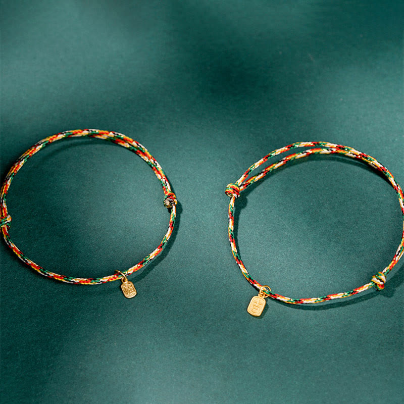 Armband mit Buddha Stonesn, verheißungsvoller Fu-Charakter, Frieden und Freude, Glück, handgefertigt, mehrfarbig, für Kinder und Erwachsene