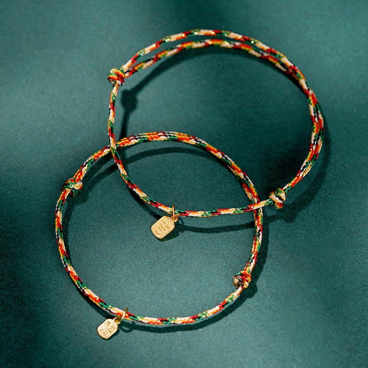 Armband mit Buddha Stonesn, verheißungsvoller Fu-Charakter, Frieden und Freude, Glück, handgefertigt, mehrfarbig, für Kinder und Erwachsene