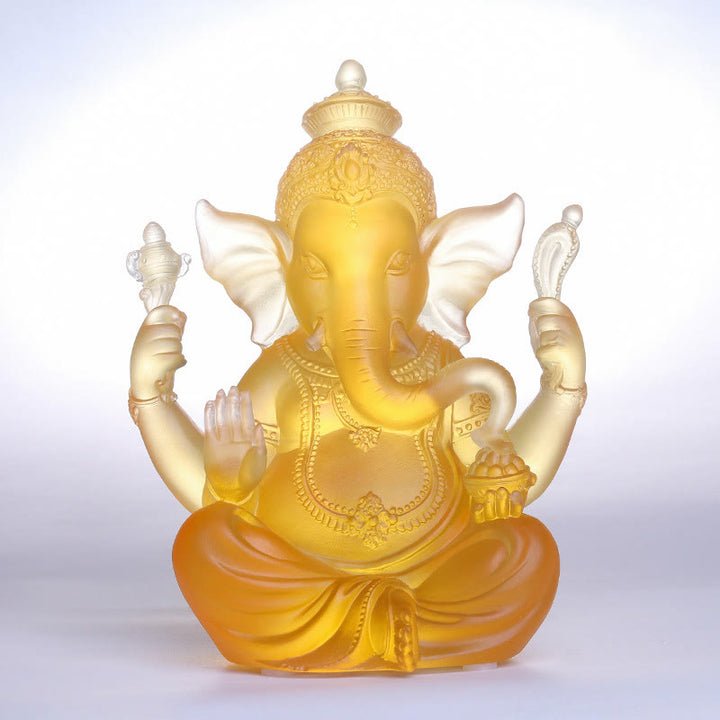 Buddha Stones, handgefertigt, Ganesh Ganpati, Elefantenfigur, Liuli-Kristallkunststück, Schutzstatue, Heimdekoration