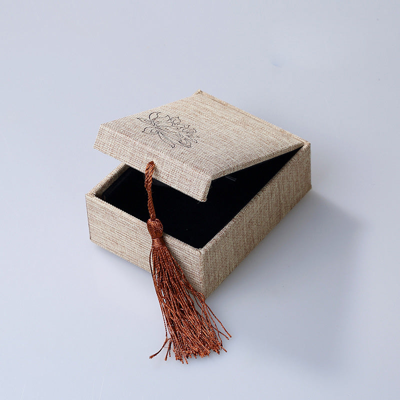 Buddha Stones, Lotus-Muster, Schmuck-Aufbewahrungsbox, Geschenkbox, Quasten