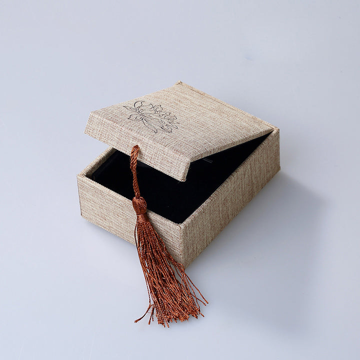 Buddha Stones, Lotus-Muster, Schmuck-Aufbewahrungsbox, Geschenkbox, Quasten