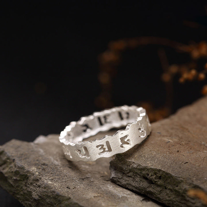 Buddha Stones Tibetischer 925 Sterling Silber Om Mani Padme Hum Peace Hohlring