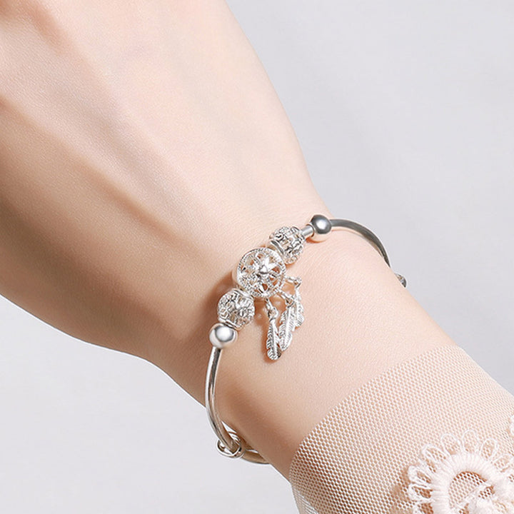 Tibetisches Weiß Kupfer-Segen-Traumfänger-Charm-Armband