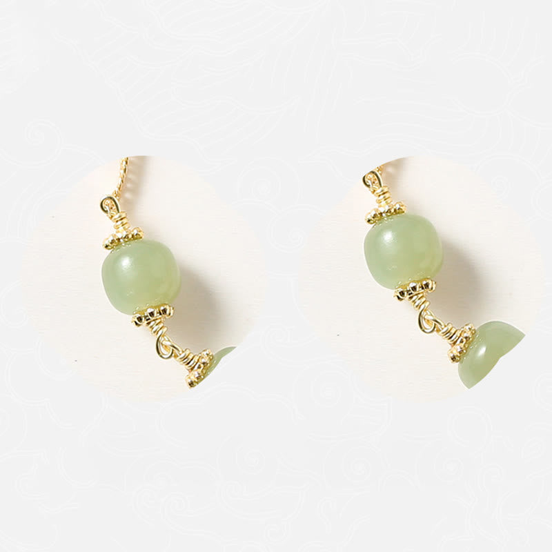 Buddha Stones 14K vergoldetes Hetian Jade goldenes Rosenblüten-Glückskettenarmband