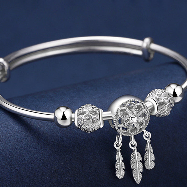 Tibetisches Weiß Kupfer-Segen-Traumfänger-Charm-Armband