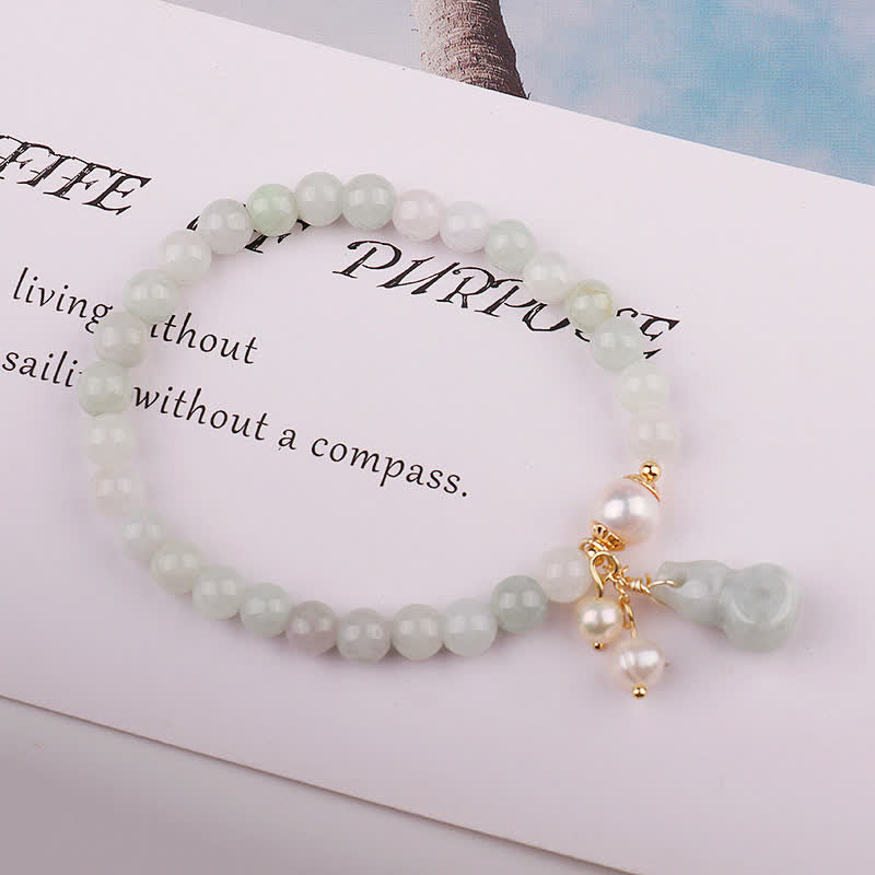 Armband mit Buddha Stonesn, natürlicher Jade, Perlenkürbis, Wohlstand, Glück