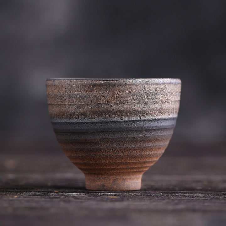 Buddha Stones Einfache braun gestreifte Textur Keramik Teetasse Kung Fu Teetasse Schüssel