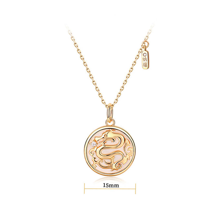 ❗❗❗Ein Blitzverkauf – Buddha Stones 925 Sterling Silber Tridacna Stein Jahr des Drachen Fu Charakter Glück Stärke Halskettenanhänger