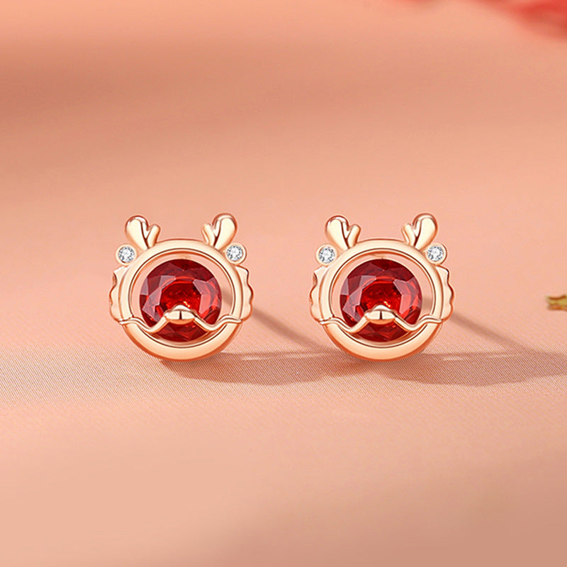 Buddha Stones, 925er-Sterlingsilber, Jahr des Drachen, Glück, roter Zirkon, Halskette, Anhänger, Armband, Ohrringe, Ring