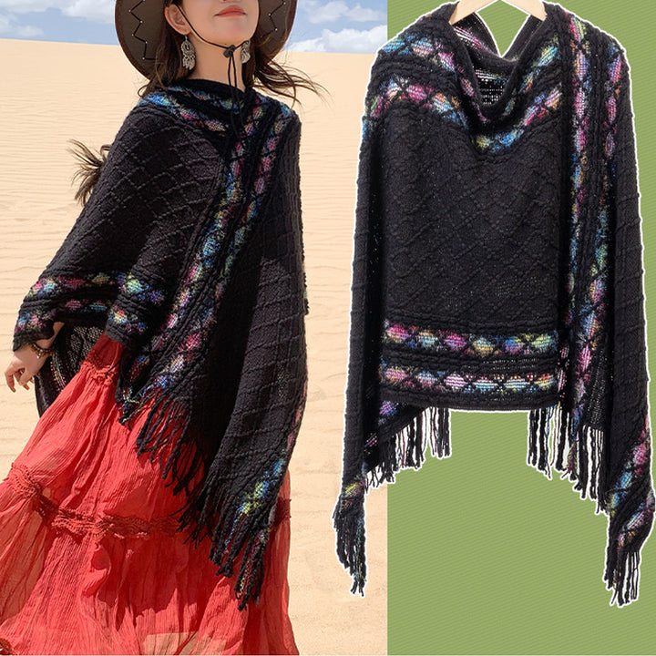 Schal mit Buddha Stonesn, tibetisch, bunt, gestreift, Rautenmuster, Quasten, Pullover, Winter, gemütlich, Reiseschal, Wickeltuch