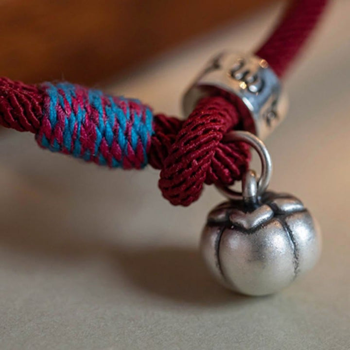 Buddha Stones 925 Sterling Silber tibetisches handgefertigtes Om Mani Padme Hum Persimmon Charm Glücksschutz geflochtenes Armband