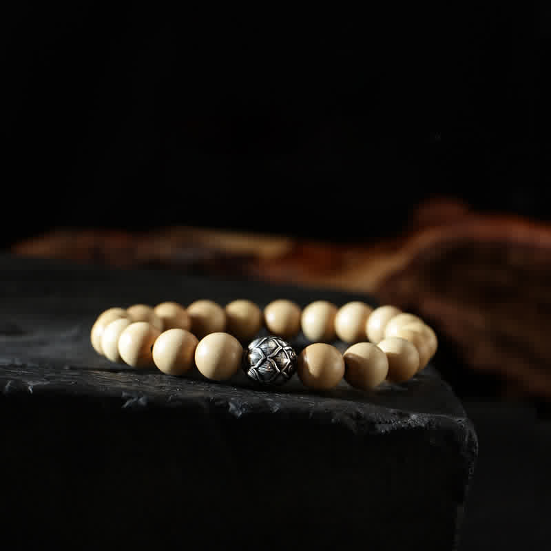 Tibet-Pfirsichholz-Lotus-Zinnober-Bagua-Yin-Yang-Glück-Reichtum-Armband