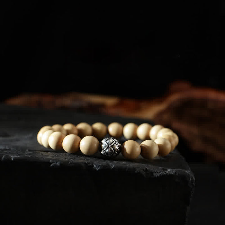 Tibet-Pfirsichholz-Lotus-Zinnober-Bagua-Yin-Yang-Glück-Reichtum-Armband
