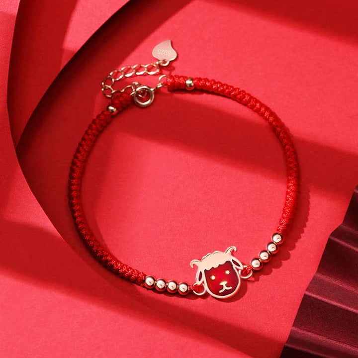 Armband mit Buddha Stonesn aus 925er-Sterlingsilber, chinesisches Sternzeichen, Glück, Glaube, Verfärbung, rote Schnur