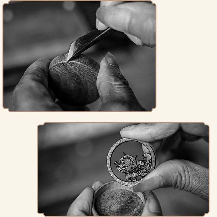 ❗❗❗Ein Flash-Sale – Buddha Stones, Jahr des Drachen, handbemalter chinesischer Sternzeichen-Schlüsselanhänger aus Palisander, geschnitzt, ruhig