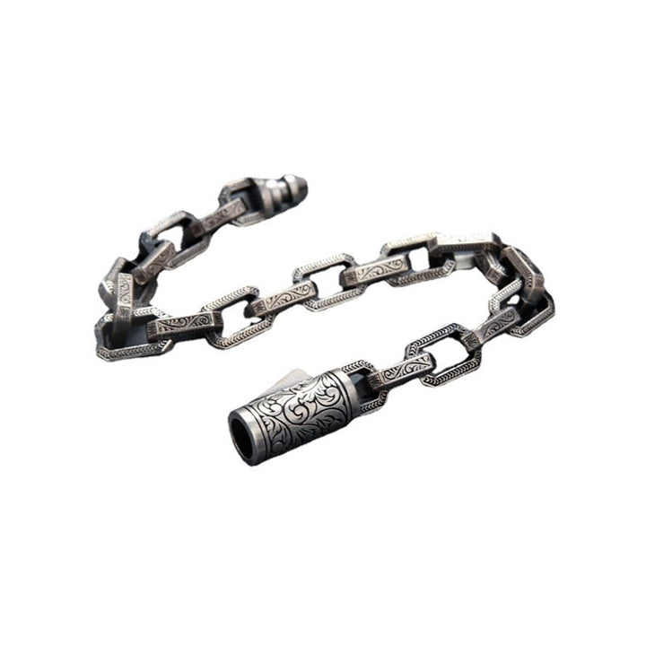 Buddha Stones Vintage Tang-Dynastie-Blumendesign-Gravur-Glücksenergie-Armband