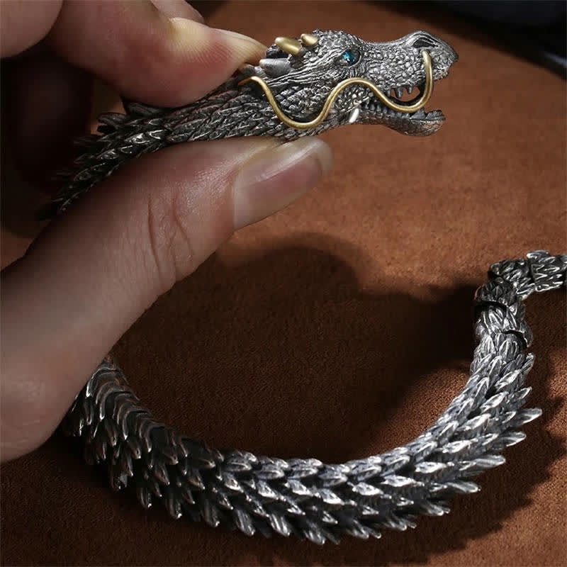 Buddha Stones Nordischer Drache, handgefertigtes Amulett, Glücksschutz, Kettenarmband