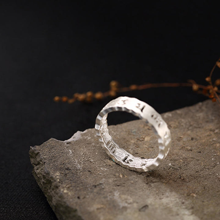 Buddha Stones Tibetischer 925 Sterling Silber Om Mani Padme Hum Peace Hohlring