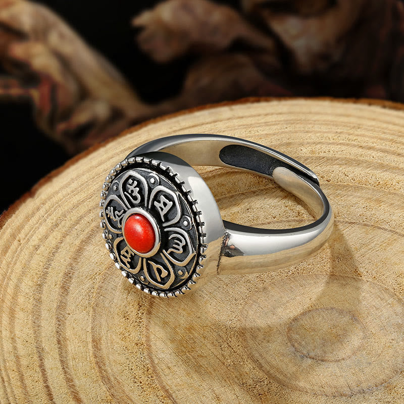 Buddha Stones Tibetischer Om Mani Padme Hum Peace drehbarer Ring