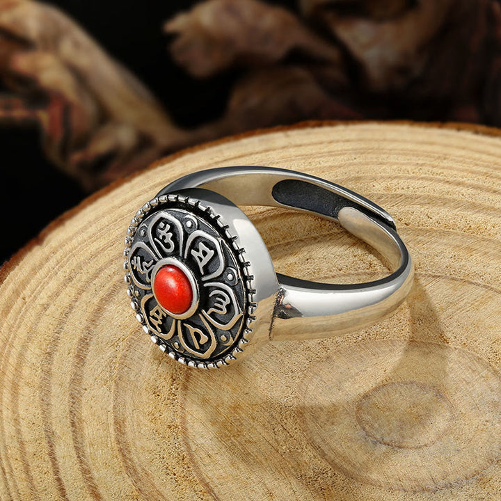 Buddha Stones Tibetischer Om Mani Padme Hum Peace drehbarer Ring