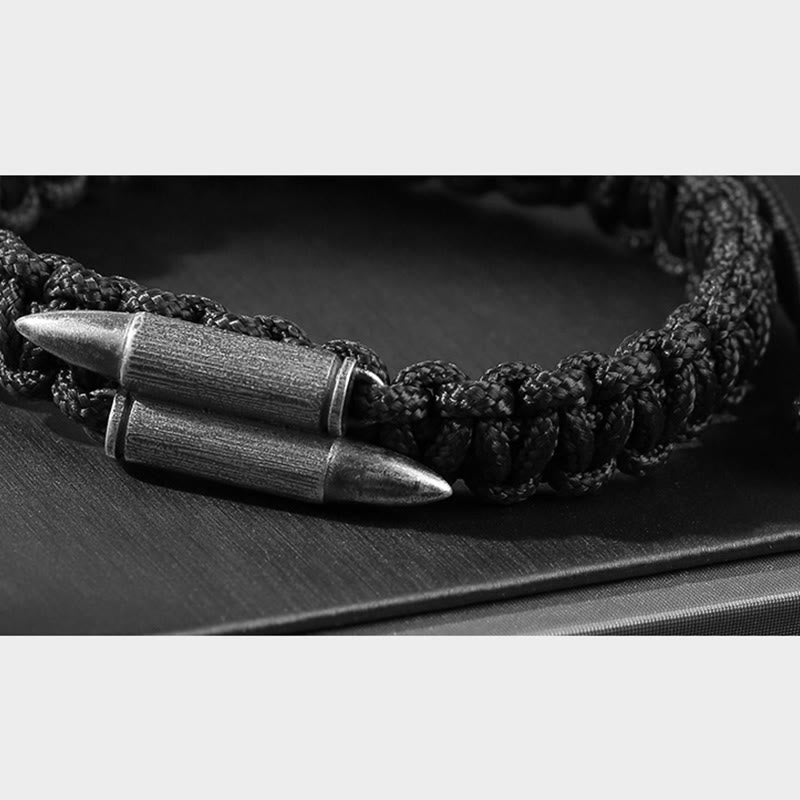 Buddha Stones 925 Sterling Silber Bullet Design geflochtenes Seilarmband