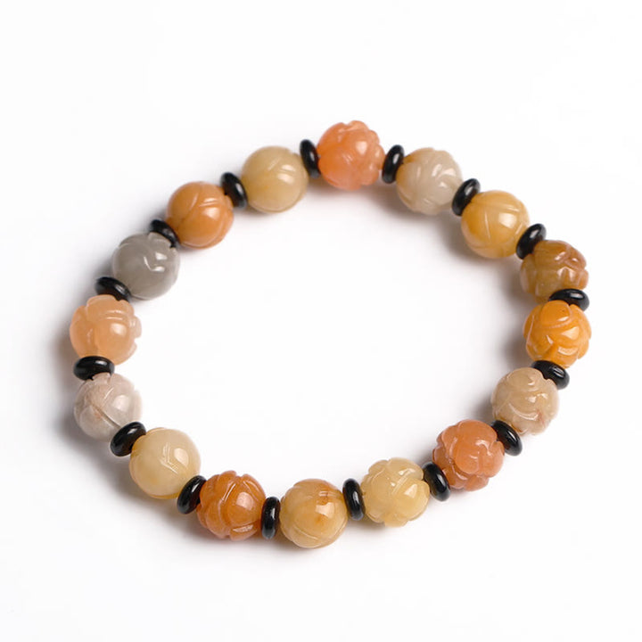 Goldenes Seiden-Jade-Lotus-Armband für Reichtum und Glück