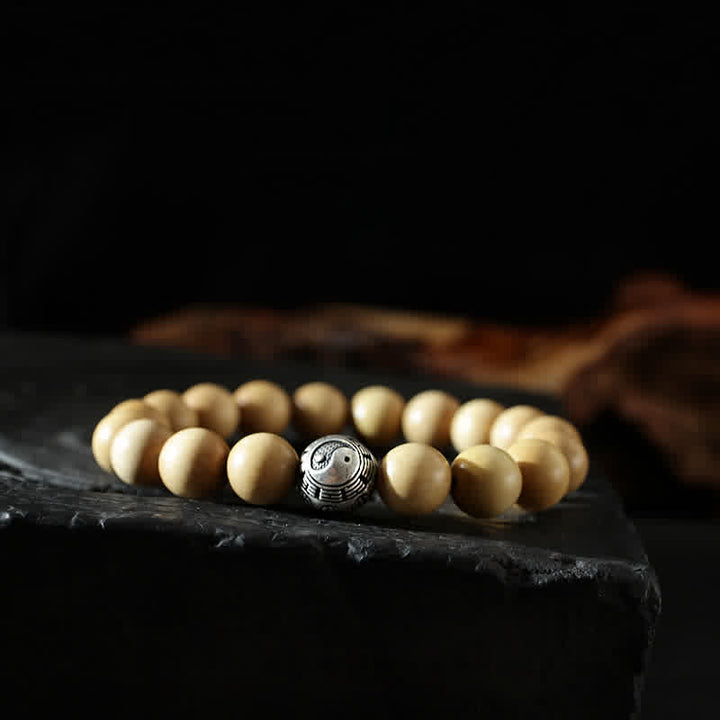 Tibet-Pfirsichholz-Lotus-Zinnober-Bagua-Yin-Yang-Glück-Reichtum-Armband
