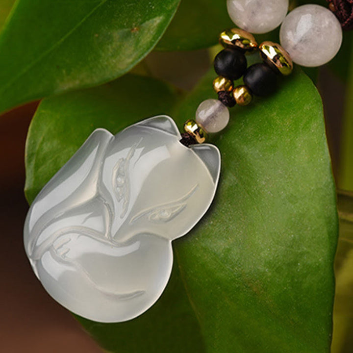 Buddha Stones Chalcedon Fuchs rosa Kristallperle Harmony String Halskette Anhänger