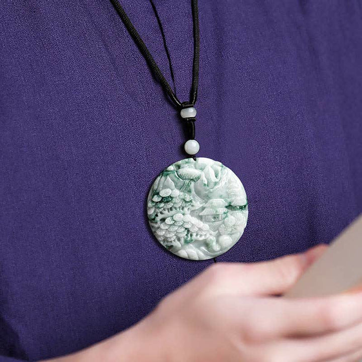 Buddha Stones Berglandschaft Jade Fülle String Halskette