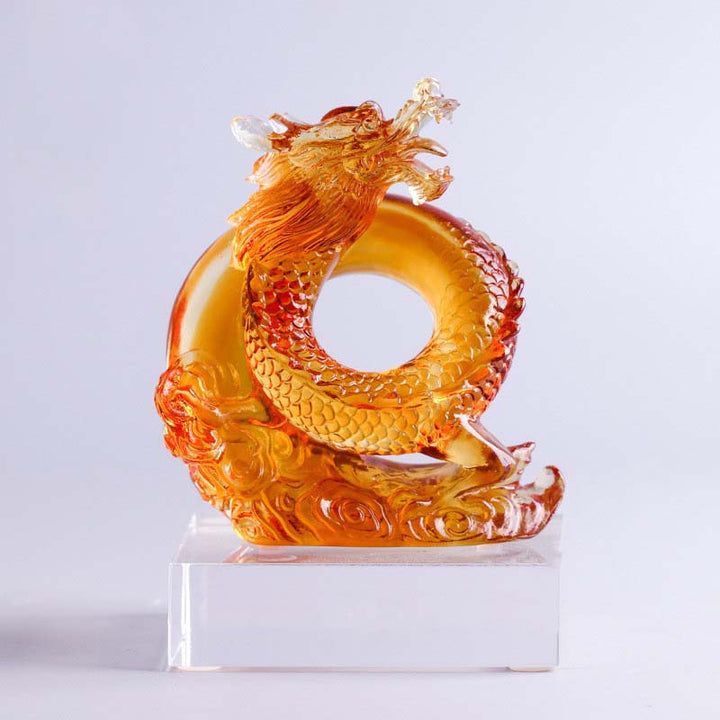 Buddha Stones, Jahr des Drachen, handgefertigt, chinesischer Tierkreis, gelber Drache, Liuli, Kristallkunstwerk, Schutz, Dekoration für Zuhause und Büro