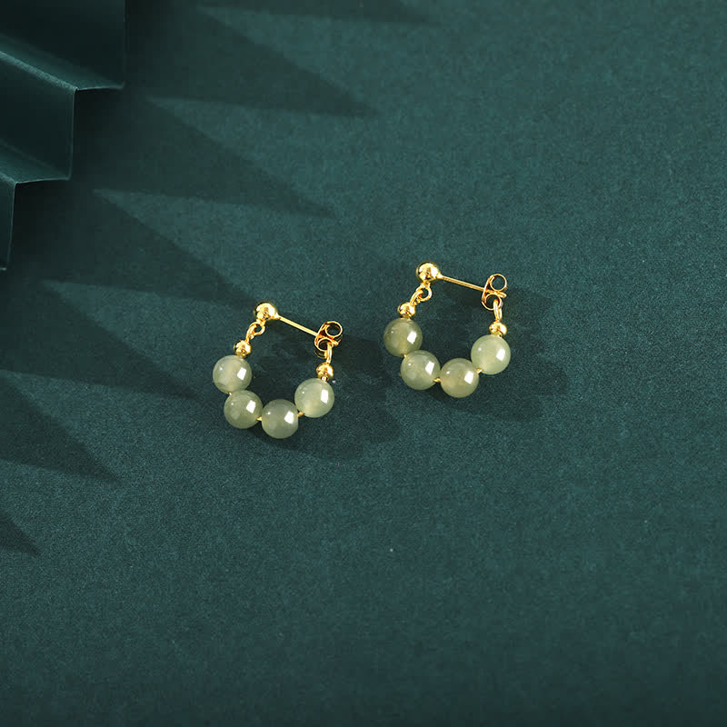 Ohrringe aus 925er-Sterlingsilber mit Hetian-Jade, rotem Achat und Perlen