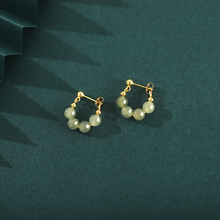 Ohrringe aus 925er-Sterlingsilber mit Hetian-Jade, rotem Achat und Perlen