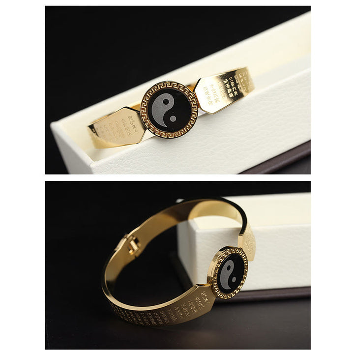 Buddha Stones, Yin Yang, Lotus, Om Mani, Padme Hum, Mantra, Titanstahl, Harmonie-Armband