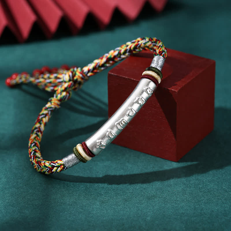 Buddha Stones 999 Sterling Silber Om Mani Padme Hum Schutz Stärke String Armband