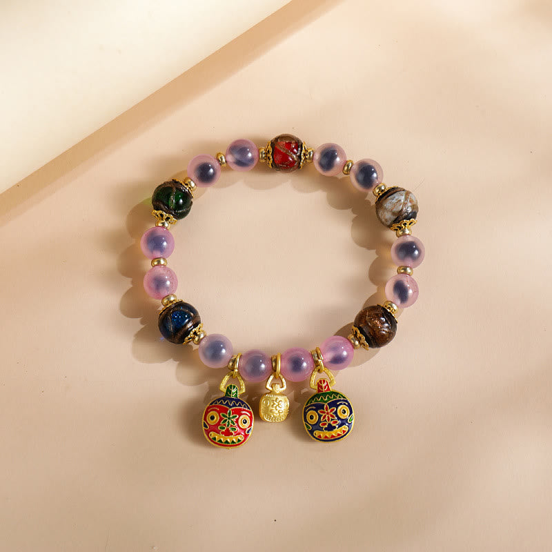 Buddha Stones, buntes Bonbon-Achat-Gold, schluckendes Biest, Familie Liuli, Glasperlen, Stärke-Armband