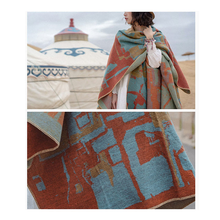 Tibetischer orangefarbener Schal, warmer Umhang