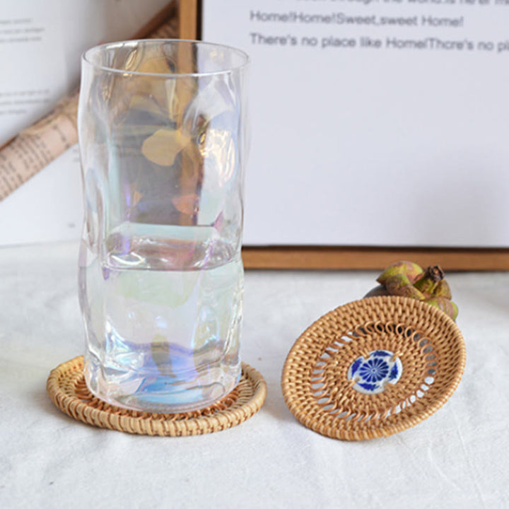 Keramik-Blumenmuster, Rattan-Tassenuntersetzer, Teetassen-Untersetzer