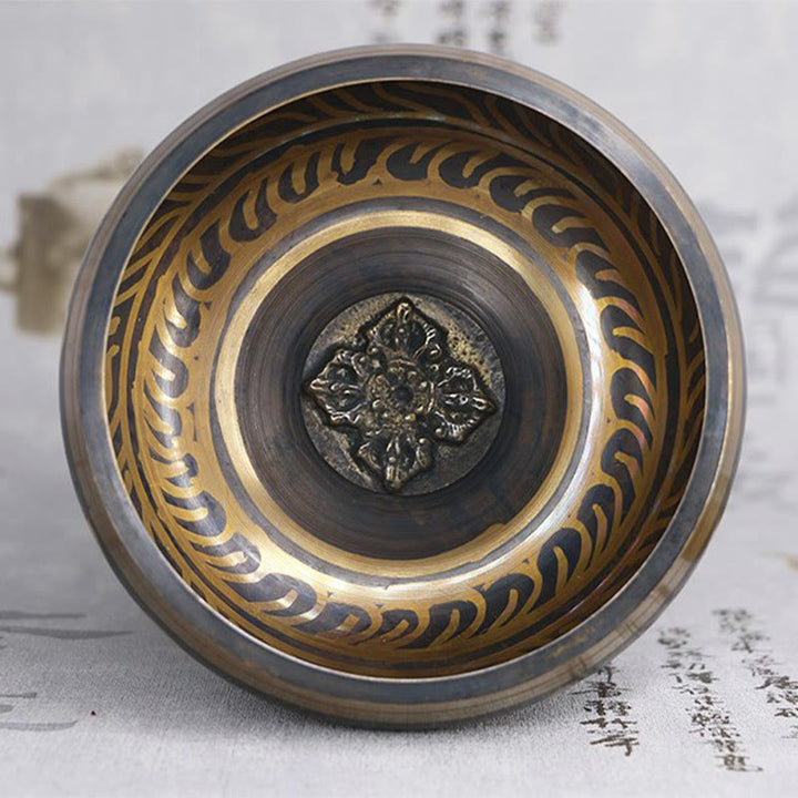 Buddha Stones Tibetische Meditationsschale für Heilung und Achtsamkeit Om Mani Padme Hum Klangschale