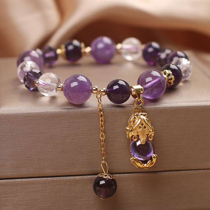 Buddha Stones Natürliches Amethyst PiXiu Heilarmband