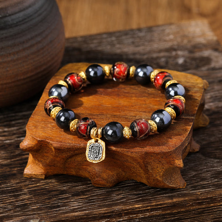 Buddha Stones, tibetische Zakiram-Göttin des Reichtums, Liuli, Glas, Weihrauch, Asche, Porzellanperlen, Glücksarmband