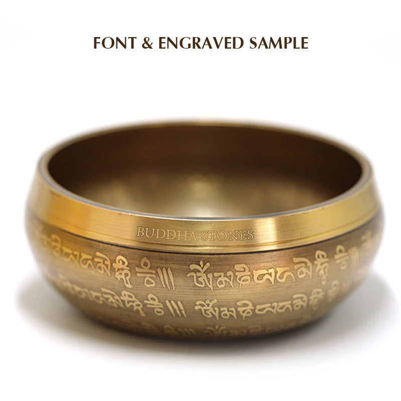 Tibetische Klangschale von Buddha Stones, handgefertigt für Yoga, Achtsamkeit und Meditation. Klangschalen-Set