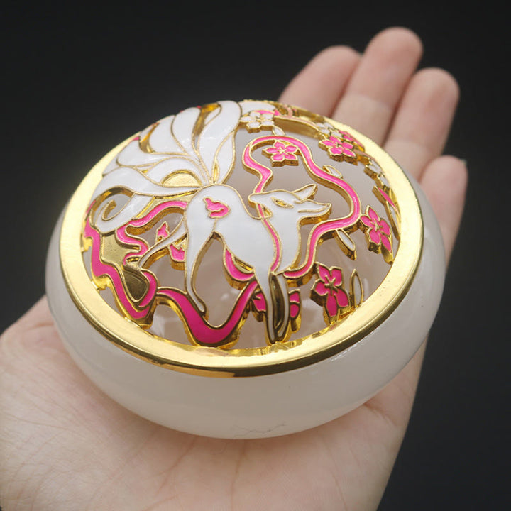 Buddha Stones Neunschwänziger Fuchs Liuli Kristall Heilung Meditation Räuchergefäß