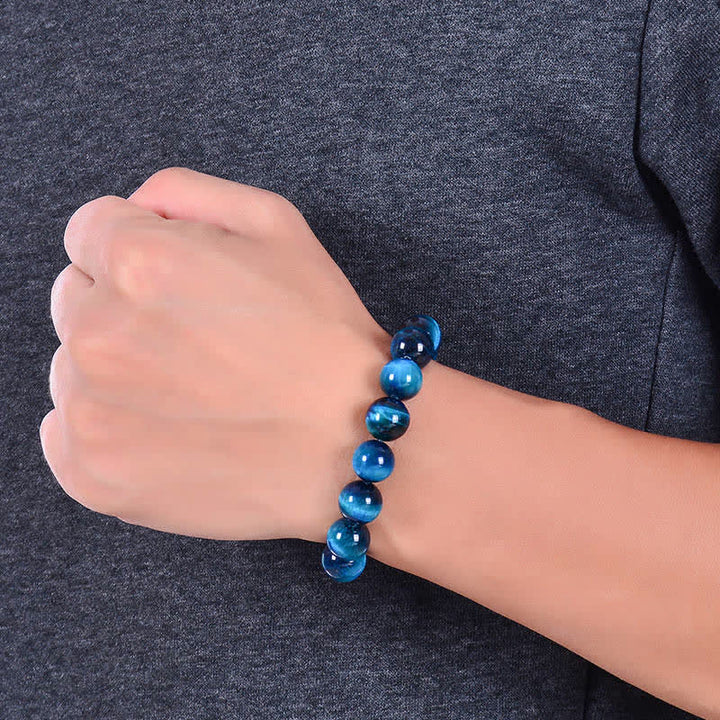 Buddha Stones Blaues Tiger-Augenschutz-Armband