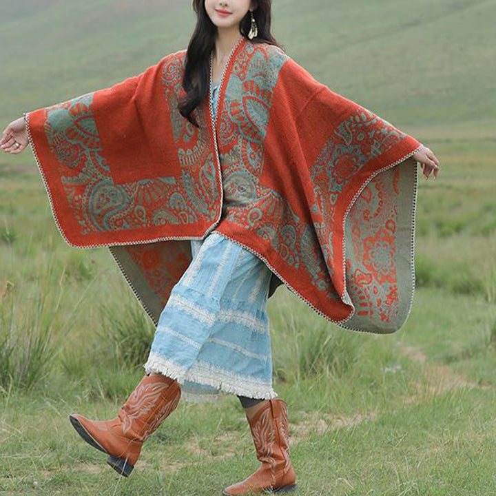 Tibetischer Schal mit Buddha Stonesn, einfaches Muster, gemütlicher Winter-Reiseschal