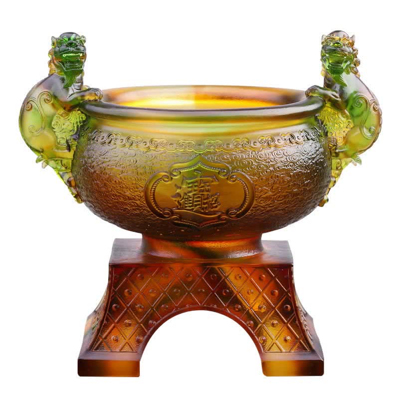 Handgefertigte Liuli-Kristall-PiXiu-Schatzschale, Kunststück, Heimdekoration