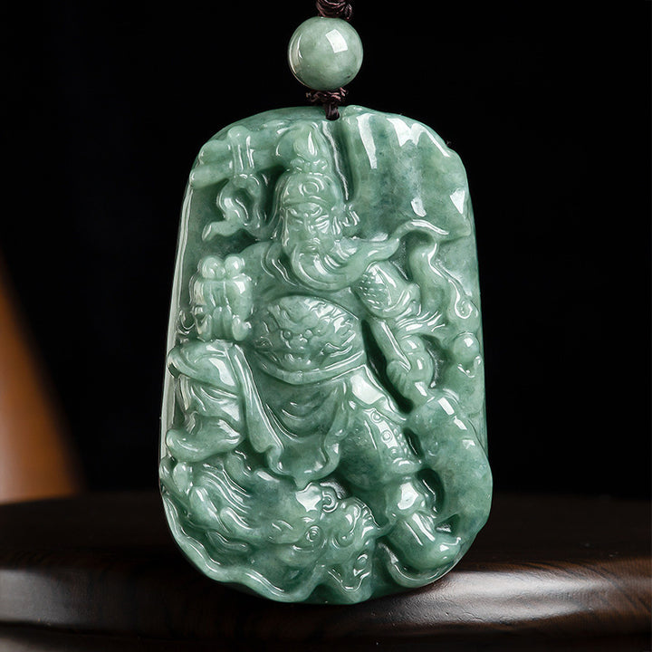 Natürliche Jade Guan Gong Amulett Reichtum Halskette Anhänger