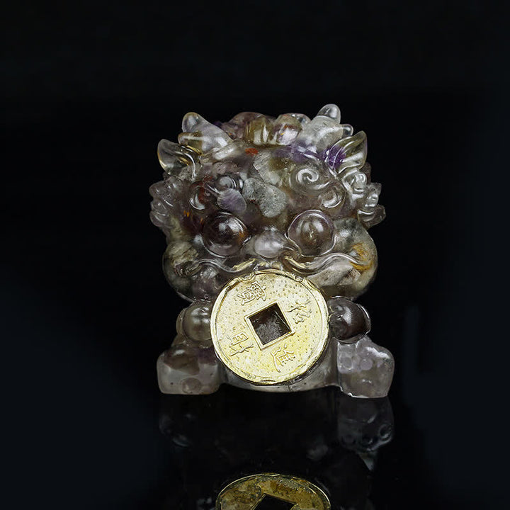 Buddha Stones, handgefertigt, niedlich, PiXiu, Goldmünze, Kristall, Fengshui, Energie, Reichtum, Glück, Heimdekoration
