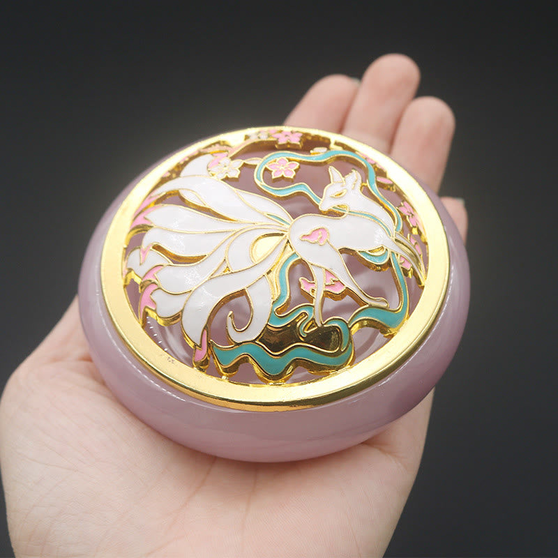 Buddha Stones Neunschwänziger Fuchs Liuli Kristall Heilung Meditation Räuchergefäß