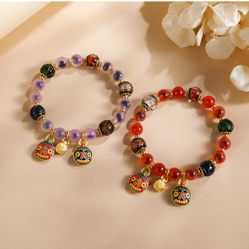 Buddha Stones, buntes Bonbon-Achat-Gold, schluckendes Biest, Familie Liuli, Glasperlen, Stärke-Armband