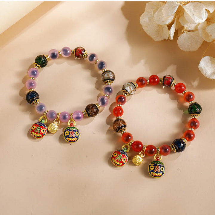 Buddha Stones, buntes Bonbon-Achat-Gold, schluckendes Biest, Familie Liuli, Glasperlen, Stärke-Armband